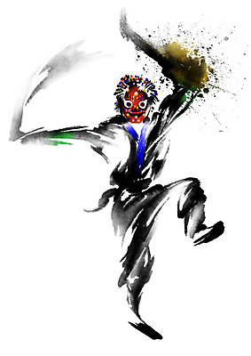 전신 PSD 한국전통 전통 일러스트 캘리그라피 한명 사람 얼룩 탈춤 도깨비 탈 도깨비탈 국내일러스트 1 한국 가면 전통공연 전통무용 파일형식