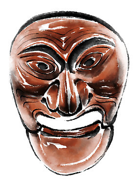 PSD 한국전통 전통 일러스트 캘리그라피 전통소품 사람없음 한개 탈 국내일러스트 1 한국 가면 오브젝트 파일형식