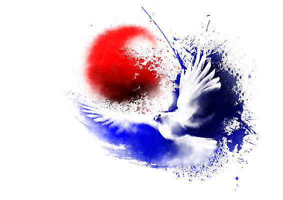 PSD 한마리 한국전통 전통 일러스트 캘리그라피 조류 사람없음 빨간색 파란색 전통무늬 얼룩 태극 국내일러스트 동물 1 문양 컬러 무늬 한국 파일형식