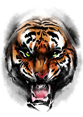 PSD 한마리 한국전통 전통 일러스트 캘리그라피 사람없음 호랑이 국내일러스트 1 포유류 한국 파일형식