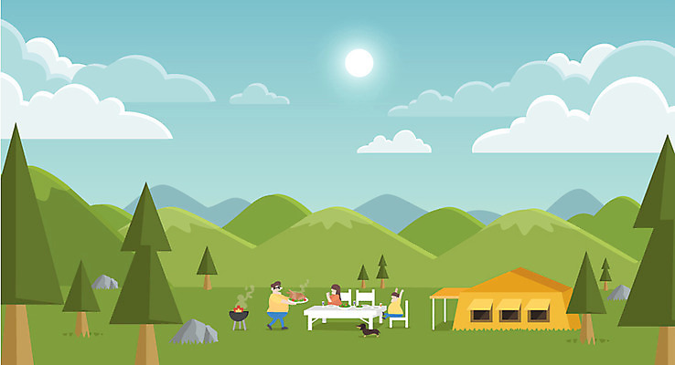 주간 나무 구름 여자 남자 아들 어린이 음식 일러스트 가족 탁자 하늘 엄마 산 텐트 성인 야외 세명 태양 캠핑 바위 아빠 강아지 바비큐 바베큐그릴 원페이지 국내일러스트 AI파일 자연요소 식물 가구 관계 레저 캠핑도구 사람 반려동물 돌_바위 개 그릴 파일형식 벡터