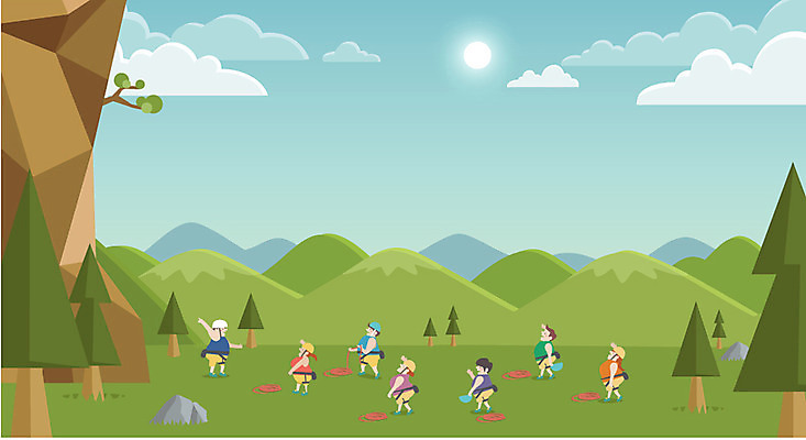 주간 나무 구름 여자 남자 밧줄 일러스트 하늘 산 여러명 성인 야외 태양 절벽 바위 안전장비 암벽등반 원페이지 국내일러스트 AI파일 자연요소 식물 줄 다수 안전 사람 등산 장비 돌_바위 파일형식 벡터