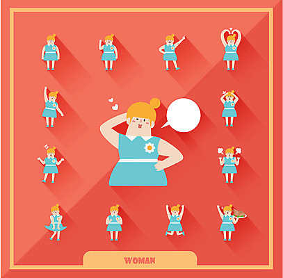 여자 말풍선 스티커 일러스트 요리 여러명 성인 세트 놀람 분노 하트 땀 국내일러스트 AI파일 모양 감정 다수 표정 사람 파일형식 벡터