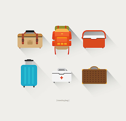 스티커 일러스트 배낭 사람없음 세트 캐리어 여행가방 플랫 구급상자 백팩 아이스박스 국내일러스트 AI파일 가방 의료용품 파일형식 벡터