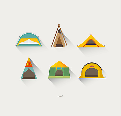스티커 일러스트 텐트 사람없음 세트 플랫 국내일러스트 AI파일 캠핑도구 파일형식 벡터