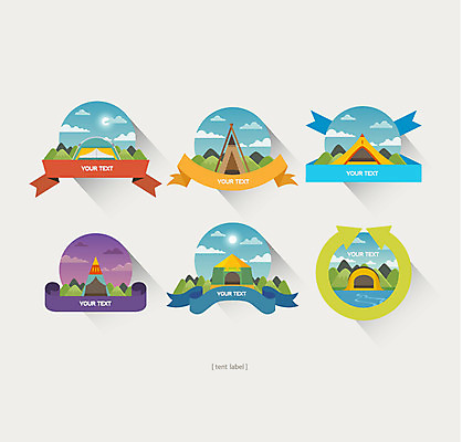 구름 스티커 일러스트 하늘 산 텐트 사람없음 물 세트 태양 라벨 국내일러스트 AI파일 자연요소 프레임 캠핑도구 파일형식 벡터