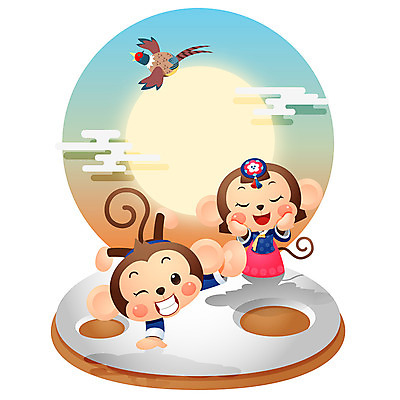 구름 일러스트 근하신년 새해 사람없음 태양 전통문양 새해인사 원숭이띠 원숭이 묘기 한복 신년캐릭터 꿩 원숭이캐릭터 국내일러스트 일러캐릭터 AI파일 자연요소 캐릭터 한국전통 전통 문양 동물캐릭터 포유류 조류 십이지신 인사 전통의상 파일형식 벡터