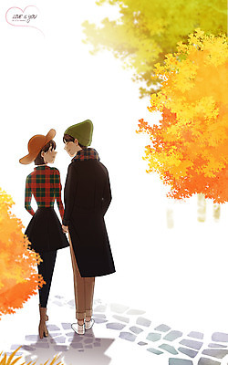 전신 PSD 모자 커플 여자 남자 데이트 일러스트 함께함 사랑 성인 두명 다정 산책 가을 만화 설레임 국내일러스트 잡화 계절 감정 컨셉 관계 휴식 사람 파일형식