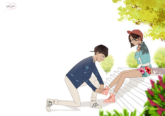 주간 전신 PSD 모자 커플 여자 남자 데이트 일러스트 함께함 사랑 성인 야외 두명 계단 다정 만화 설레임 국내일러스트 자연요소 잡화 감정 컨셉 관계 사람 파일형식