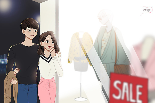 PSD 커플 여자 남자 데이트 일러스트 함께함 사랑 성인 야외 두명 세일 다정 야간 만화 쇼윈도 설레임 국내일러스트 자연요소 감정 컨셉 관계 사람 전시 파일형식