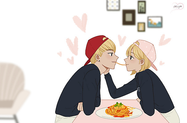 PSD 모자 커플 여자 남자 액자 데이트 일러스트 함께함 파스타 실내 사랑 성인 두명 마주보기 다정 만화 먹기 설레임 국내일러스트 잡화 감정 컨셉 관계 모션 서양음식 사람 내부 파일형식