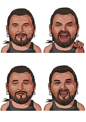 PSD 외국인 남자 감정 일러스트 수염 표정 사람 여러명 성인 세트 눈감음 분노 가리킴 웃는입 피어싱 국내일러스트 다수 장신구 모션 미소 인종 손짓 입 파일형식