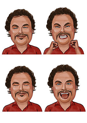 PSD 외국인 남자 감정 일러스트 표정 웃음 사람 여러명 성인 세트 눈감음 슬픔 분노 파마 콧수염 국내일러스트 헤어스타일 다수 모션 수염 인종 파일형식