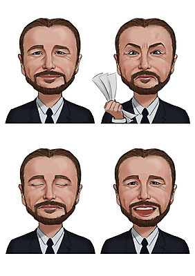 PSD 남자 감정 종이 일러스트 수염 표정 웃음 사람 정장 여러명 성인 세트 눈감음 분노 국내일러스트 옷 다수 모션 파일형식