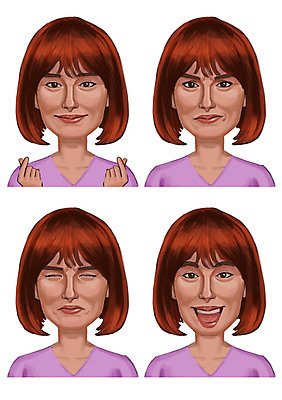 PSD 외국인 여자 감정 일러스트 표정 웃음 사람 여러명 성인 세트 눈감음 슬픔 단발머리 찡그림 눈물 손하트 국내일러스트 헤어스타일 다수 모션 인종 손짓 파일형식