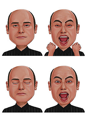 PSD 남자 감정 일러스트 표정 입벌림 사람 여러명 성인 세트 눈감음 슬픔 눈물 대머리 국내일러스트 헤어스타일 다수 모션 파일형식