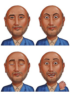 PSD 외국인 남자 감정 일러스트 수염 표정 사람 여러명 성인 세트 눈감음 파이팅 눈물 대머리 국내일러스트 헤어스타일 다수 모션 인종 파일형식