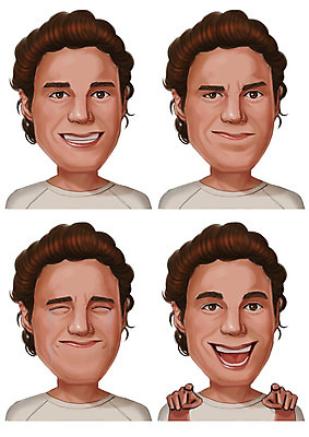 PSD 남자 감정 일러스트 표정 웃음 사람 여러명 성인 세트 가리킴 파마 찡그림 눈물 국내일러스트 헤어스타일 다수 손짓 파일형식