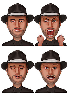 PSD 모자 남자 감정 일러스트 수염 표정 사람 여러명 성인 세트 눈감음 분노 국내일러스트 잡화 다수 모션 파일형식