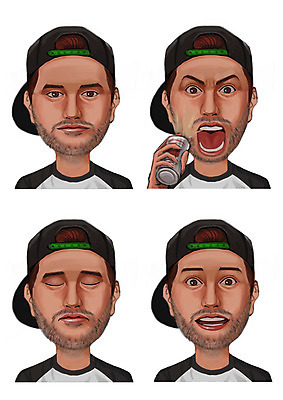 PSD 모자 남자 감정 일러스트 수염 표정 사람 여러명 성인 세트 눈감음 찡그림 캔맥주 국내일러스트 잡화 다수 모션 맥주 캔 파일형식