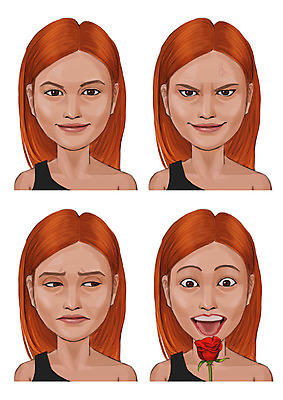 PSD 긴머리 여자 감정 한송이 일러스트 표정 입벌림 사람 여러명 성인 세트 장미 찡그림 국내일러스트 1 헤어스타일 꽃 다수 송이 파일형식