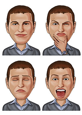 PSD 남자 감정 일러스트 표정 입벌림 사람 여러명 성인 세트 눈감음 분노 손목시계 국내일러스트 시계 다수 장신구 모션 파일형식