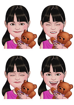 PSD 여자 감정 어린이 일러스트 표정 웃음 사람 동양인 여러명 세트 눈감음 곰인형 국내일러스트 인형 다수 모션 인종 파일형식