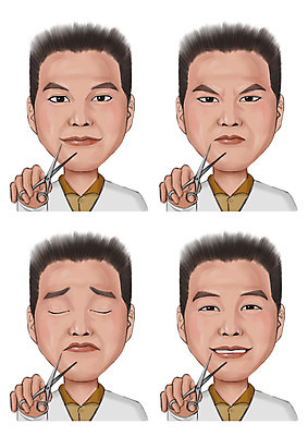 PSD 남자 감정 일러스트 가위 표정 미소 사람 동양인 여러명 성인 세트 눈감음 찡그림 이발사 국내일러스트 다수 모션 문구용품 인종 파일형식
