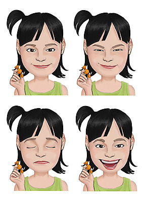PSD 여자 감정 어린이 일러스트 표정 사탕 입벌림 사람 동양인 여러명 세트 눈감음 묶은머리 국내일러스트 헤어스타일 다수 모션 디저트 인종 파일형식