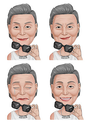 PSD 여자 노년 감정 일러스트 짧은머리 표정 미소 사람 여러명 성인 세트 선글라스 슬픔 찡그림 눈물 국내일러스트 헤어스타일 안경 다수 파일형식