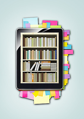 PSD 편집이미지 책장 사람없음 책 태블릿 전자책 포스트잇 이미지편집 가구 전자제품 스마트기기 메모지 파일형식