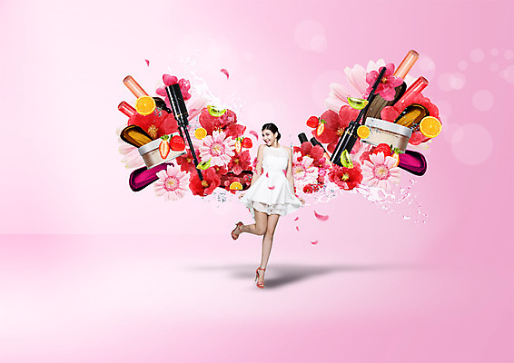 전신 PSD 서양인 외국인 편집이미지 여자 꽃 한명 서기 20대 성인 앞모습 뷰티 화장품 립스틱 레몬 마스카라 여자만 성인여자한명만 이미지편집 식물 1 뷰포인트 과일 모션 사람 인종 청년 여자한명만 성인여자만 파일형식