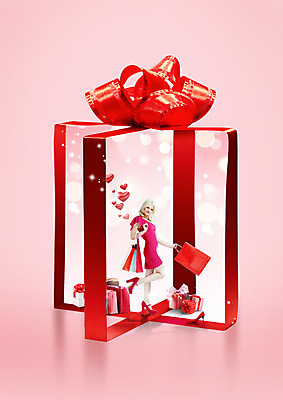 전신 PSD 서양인 외국인 편집이미지 여자 리본 분홍색 한명 서기 들기 성인 옆모습 선물상자 쇼핑 쇼핑백 성인여자한명만 이미지편집 1 뷰포인트 컬러 가방 모션 선물 사람 인종 상자 여자한명만 성인여자만 파일형식