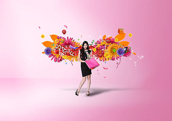 전신 PSD 서양인 외국인 편집이미지 여자 꽃 한명 서기 미소 들기 성인 앞모습 쇼핑 쇼핑백 세일 성인여자한명만 이미지편집 식물 1 뷰포인트 가방 모션 표정 사람 인종 여자한명만 성인여자만 파일형식