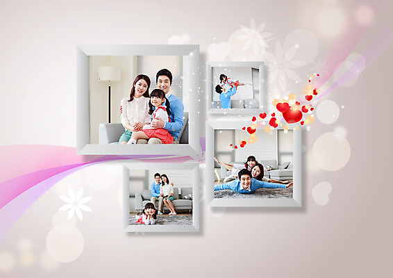 PSD 편집이미지 여자 남자 딸 어린이 액자 가족 엄마 여러명 상반신 성인 앞모습 한국인 하트 아빠 가족사진 이미지편집 모양 뷰포인트 다수 관계 사람 동양인 파일형식 단체사진