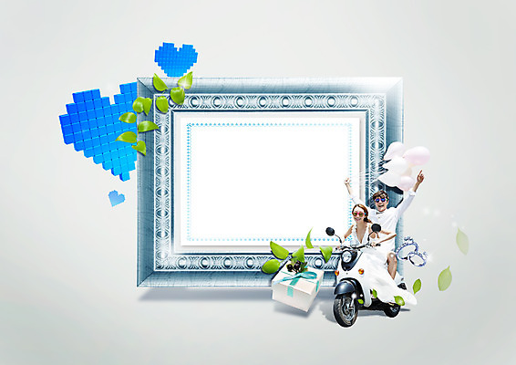전신 PSD 편집이미지 커플 여자 남자 액자 프레임 사랑 성인 두명 앞모습 한국인 신혼여행 오토바이 하트 성인만 이미지편집 모양 감정 뷰포인트 결혼 관계 사람 동양인 바이크 파일형식