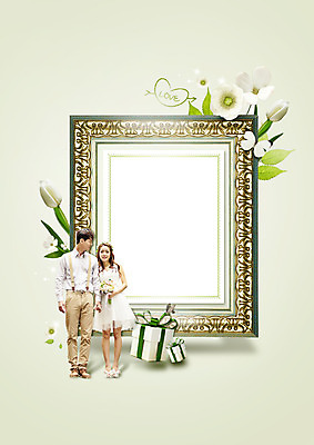 전신 PSD 편집이미지 커플 여자 남자 꽃 액자 결혼 프레임 사랑 서기 성인 두명 앞모습 선물상자 한국인 신혼여행 성인만 이미지편집 식물 감정 뷰포인트 관계 모션 선물 사람 동양인 이벤트 상자 파일형식