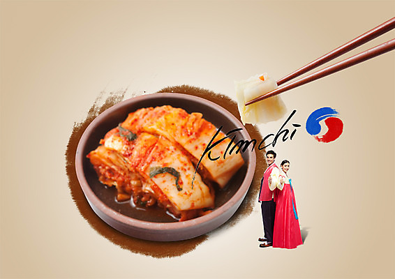 전신 PSD 서양인 외국인 편집이미지 여자 남자 음식 젓가락 김치 서기 성인 두명 옆모습 한복 성인만 이미지편집 한국전통 한식 뷰포인트 모션 수저 사람 인종 전통의상 파일형식