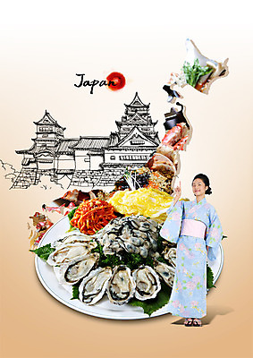 전신 PSD 외국인 편집이미지 여자 한명 서기 성인 앞모습 일본 굴 기모노 성인여자한명만 이미지편집 1 아시아 뷰포인트 모션 어패류 사람 인종 일본전통의상 여자한명만 성인여자만 파일형식