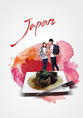 전신 PSD 편집이미지 여자 남자 서기 성인 두명 뒷모습 일본 한국인 메밀국수 성인만 이미지편집 아시아 음식 뷰포인트 모션 사람 동양인 면류 파일형식