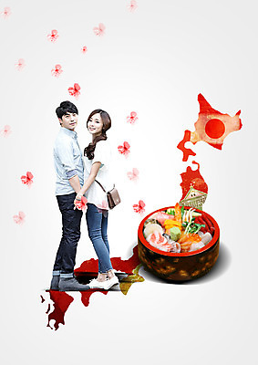 전신 PSD 편집이미지 커플 여자 남자 서기 성인 두명 옆모습 손잡기 일본 한국인 성인만 이미지편집 아시아 뷰포인트 관계 모션 사람 동양인 파일형식