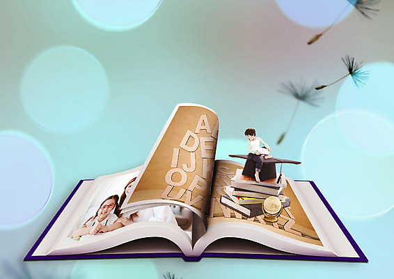 PSD 편집이미지 여자 어린이교육 남자 어린이 학사모 책 세명 한국인 앨범 민들레홀씨 기념사진 어린이만 이미지편집 모자_잡화 교육 졸업 사람 동양인 민들레 파일형식