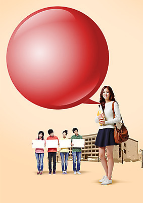 전신 PSD 편집이미지 배너 여자 교육 남자 대학생 말풍선 가방 서기 미소 들기 여러명 성인 앞모습 한국인 대학교 성인만 이미지편집 학생 잡화 뷰포인트 다수 학교 모션 표정 사람 동양인 파일형식