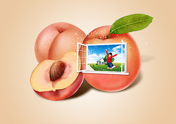 전신 PSD 편집이미지 여자 어린이 음식 창문 한명 앞모습 점프 한국인 복숭아 소녀만 이미지편집 1 뷰포인트 과일 모션 사람 동양인 여자만 어린이만 파일형식