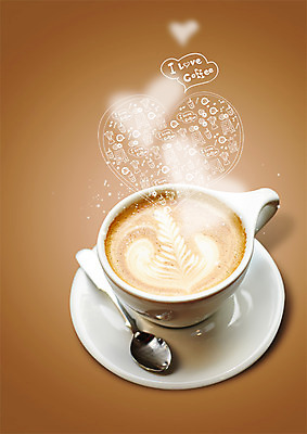 PSD 편집이미지 커피 음식 사람없음 하트 티스푼 이미지편집 모양 음료 숟가락 파일형식