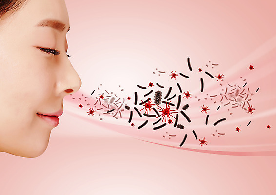 PSD 편집이미지 여자 얼굴 의학 한명 미소 상반신 성인 옆모습 한국인 바이러스 의료성형뷰티 성인여자한명만 이미지편집 1 뷰포인트 표정 사람 동양인 신체부위 여자한명만 성인여자만 파일형식