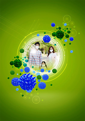 PSD 편집이미지 여자 남자 딸 어린이 의학 가족 엄마 마스크 상반신 성인 앞모습 세명 한국인 아빠 바이러스 이미지편집 뷰포인트 관계 사람 동양인 파일형식