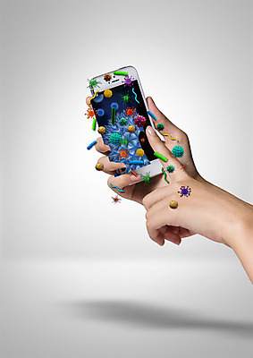 PSD 편집이미지 손 의학 한명 들기 신체부위 스마트폰 바이러스 박테리아 이미지편집 1 모션 사람 핸드폰 스마트기기 파일형식