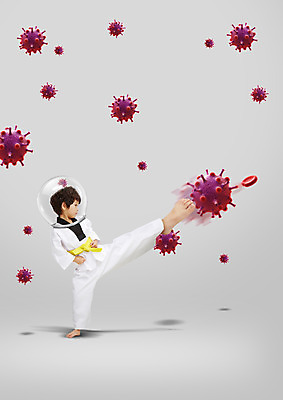 전신 PSD 편집이미지 남자 어린이 의학 한명 서기 옆모습 한국인 바이러스 킥 태권도 박테리아 소년한명만 이미지편집 1 뷰포인트 모션 사람 동양인 격투기 남자한명만 소년만 파일형식