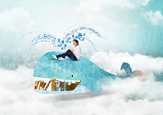 전신 PSD 구름 편집이미지 한마리 여자 교육 대학생 물줄기 한명 앉기 20대 성인 옆모습 책 독서 한국인 고래 이미지편집 자연요소 1 학생 뷰포인트 포유류 모션 사람 동양인 청년 물 수중동물 파일형식